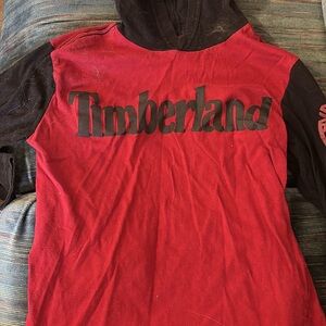 Timberland Red and Black Kids' Hooded Sweatshirt